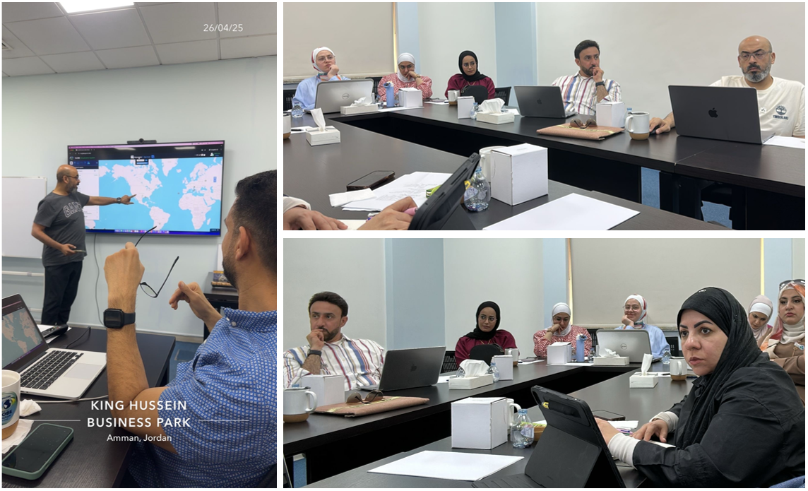 Collage of attendees sitting around the table learning about the GLOBE website tools.